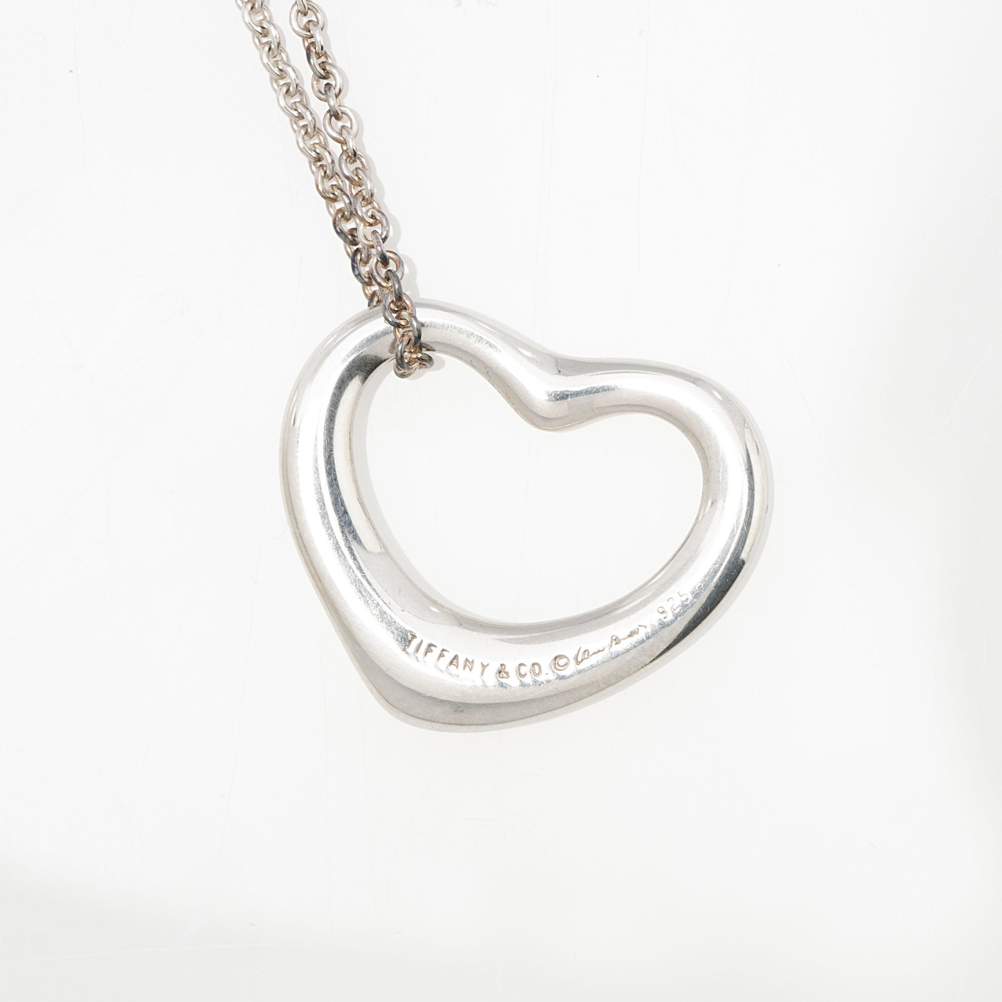 Tiffany & Co. Elsa Peretti Sterling Silver Open Heart 22mm Necklace