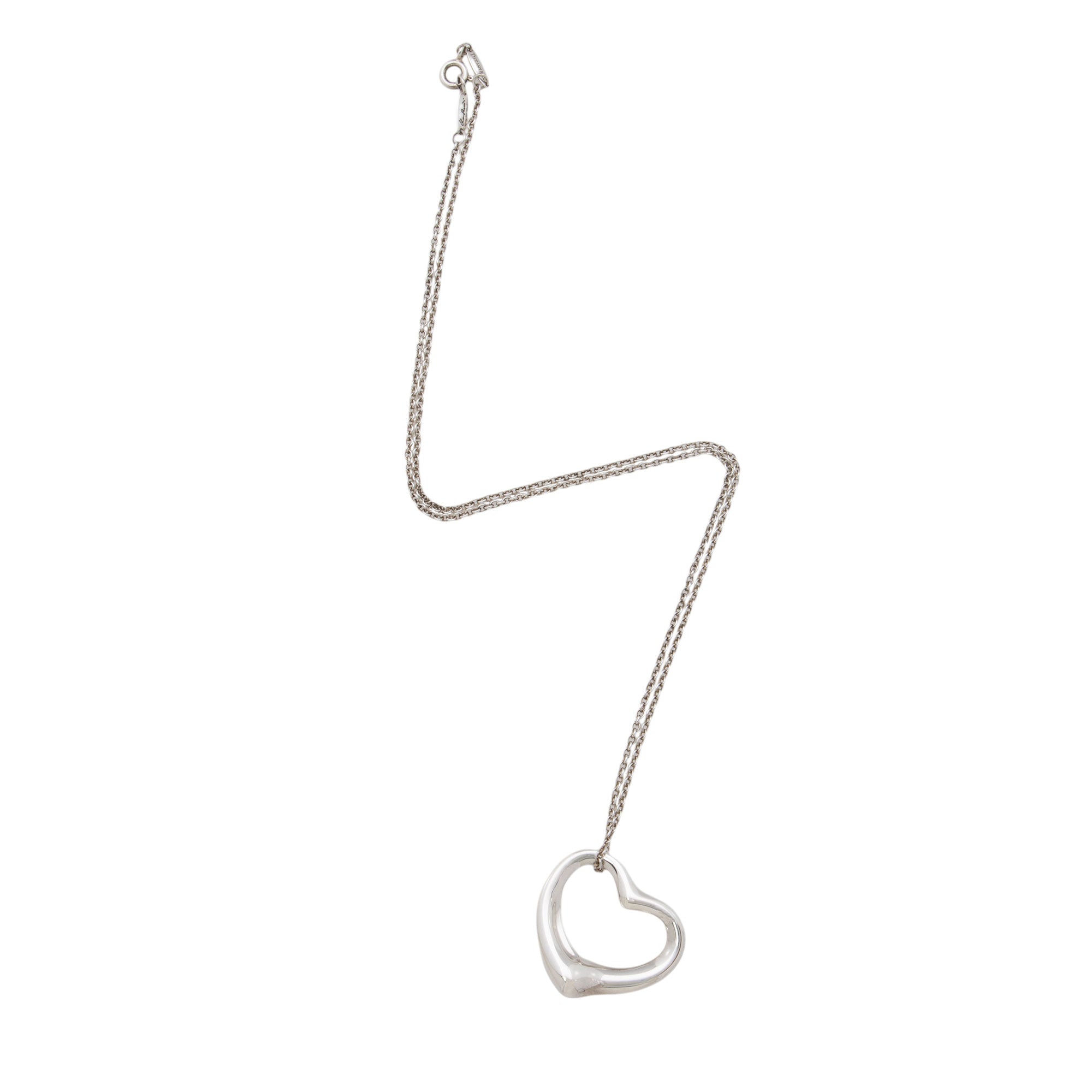 Tiffany & Co. Elsa Peretti Sterling Silver Open Heart Medium Necklace (SHF-qTnUjK)