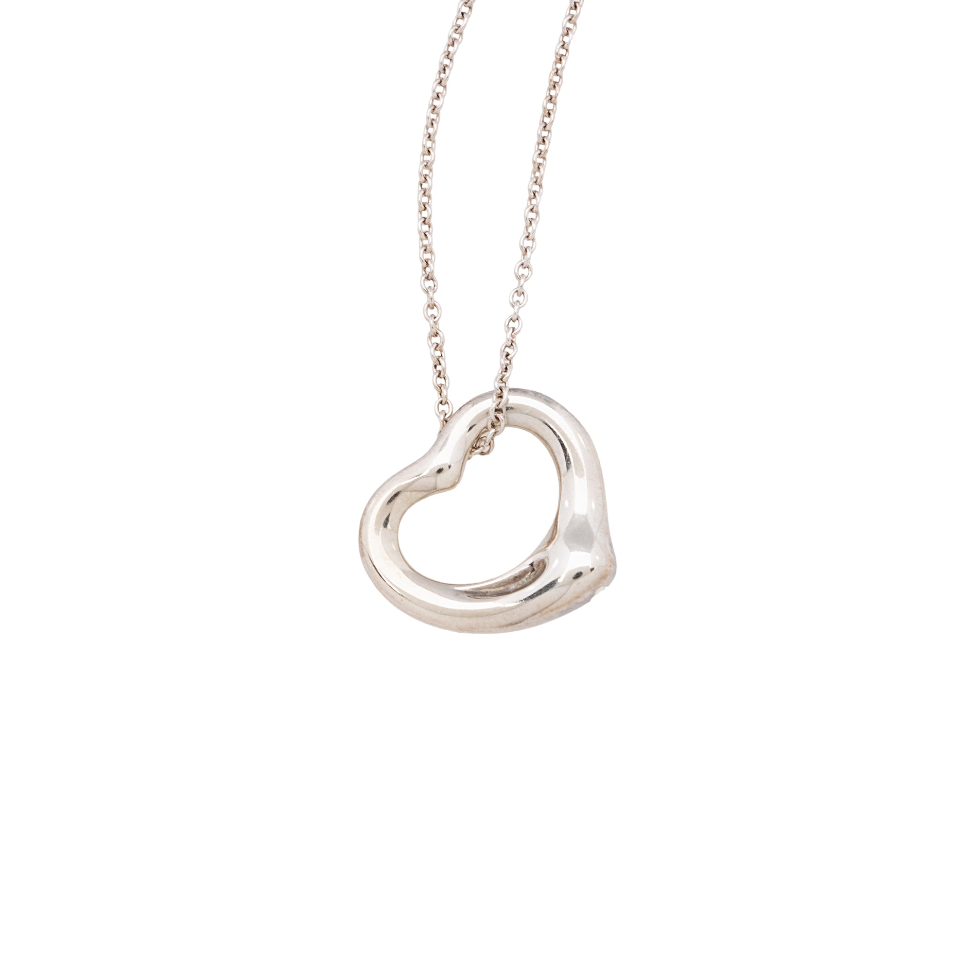 Tiffany & Co. Elsa Peretti Sterling Silver Open Heart Mini Necklace (SHF-xMdBpf)