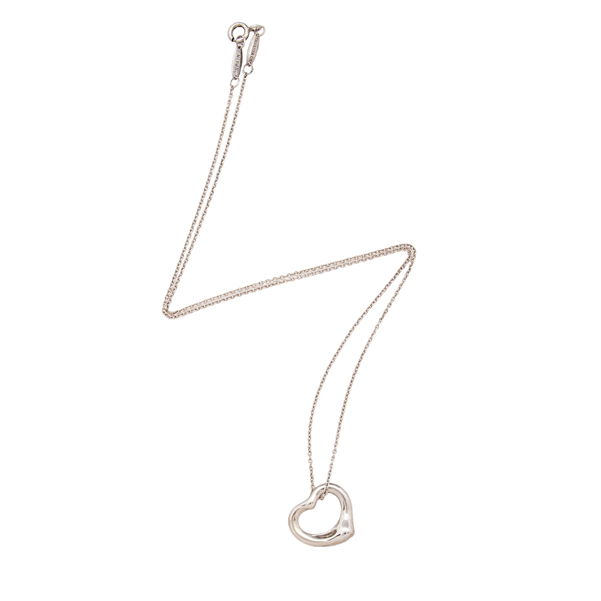 Tiffany & Co. Elsa Peretti Sterling Silver Open Heart Mini Necklace (SHF-xMdBpf)
