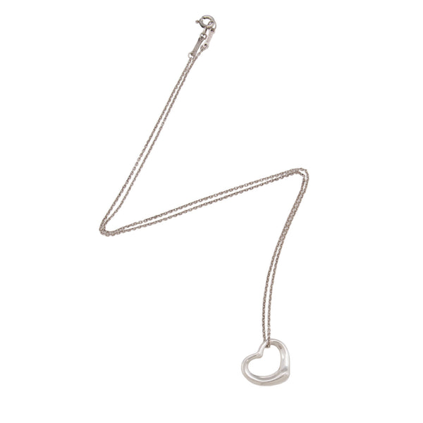 Tiffany & Co. Elsa Peretti Sterling Silver Open Heart Mini Necklace (SHF-EnfKcJ)