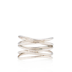 Tiffany & Co. Elsa Peretti Sterling Silver Wave 5 Row Ring - Size 7 3/4 (SHF-aPkZbw)