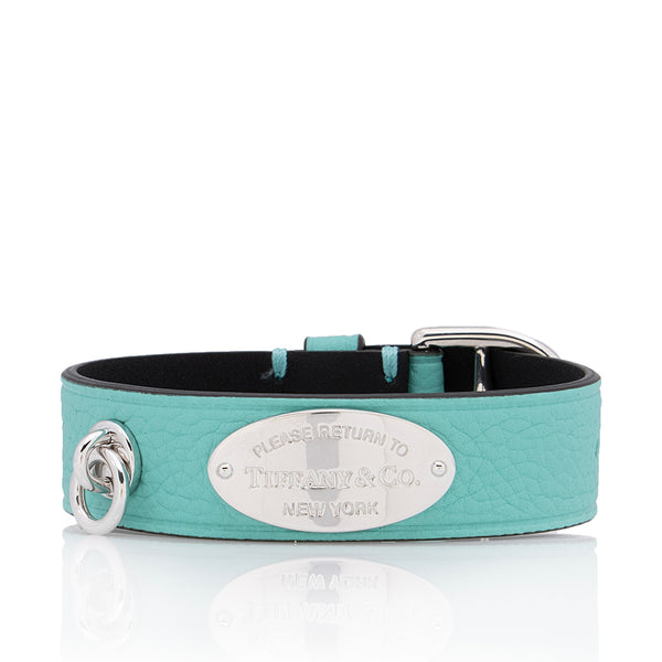Tiffany & Co. Leather Sterling Silver Return to Tiffany Wrap Narrow Bracelet (SHF-3oG6nE)