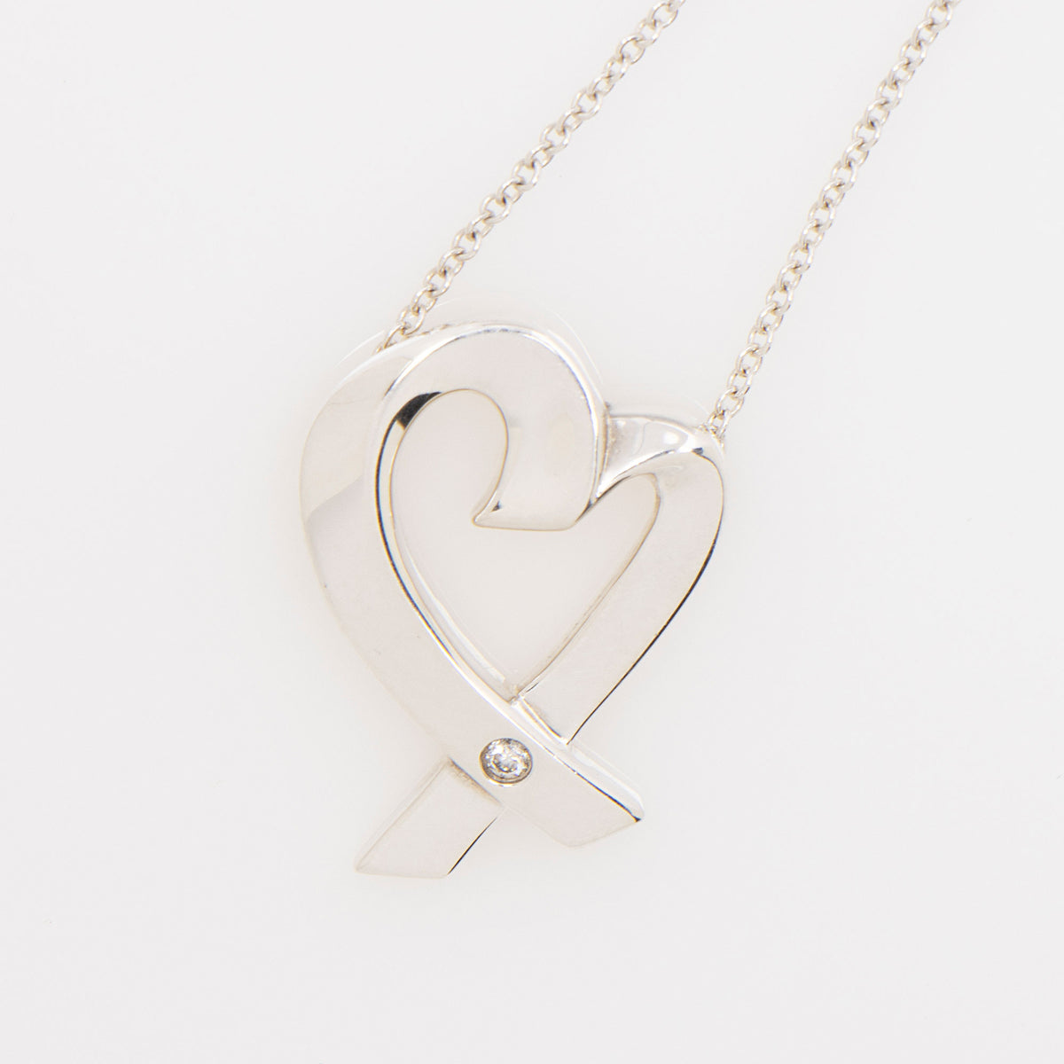 Tiffany & Co. Paloma Picasso Sterling Silver Diamond Loving Heart Necklace