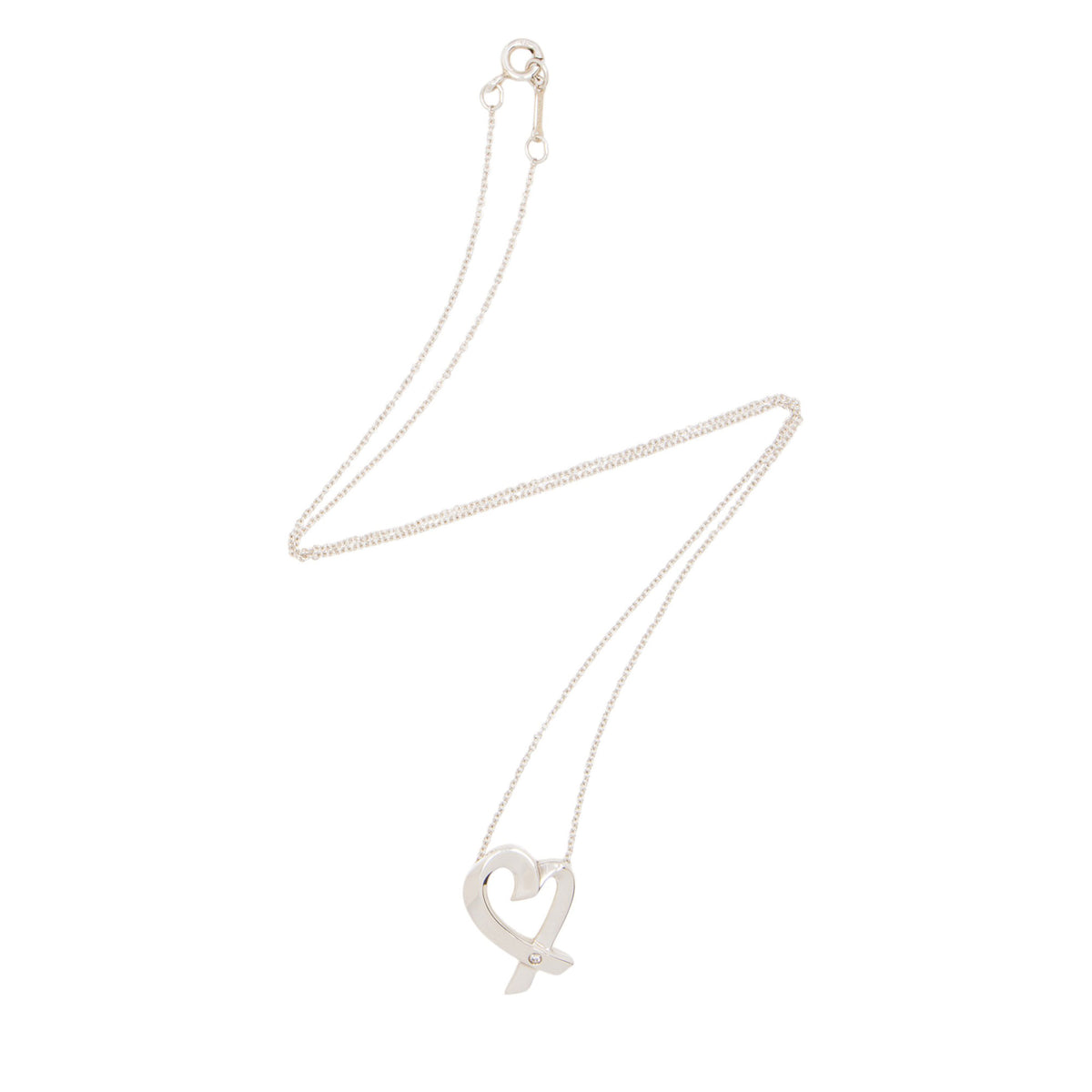 Tiffany & Co. Paloma Picasso Sterling Silver Diamond Loving Heart Necklace