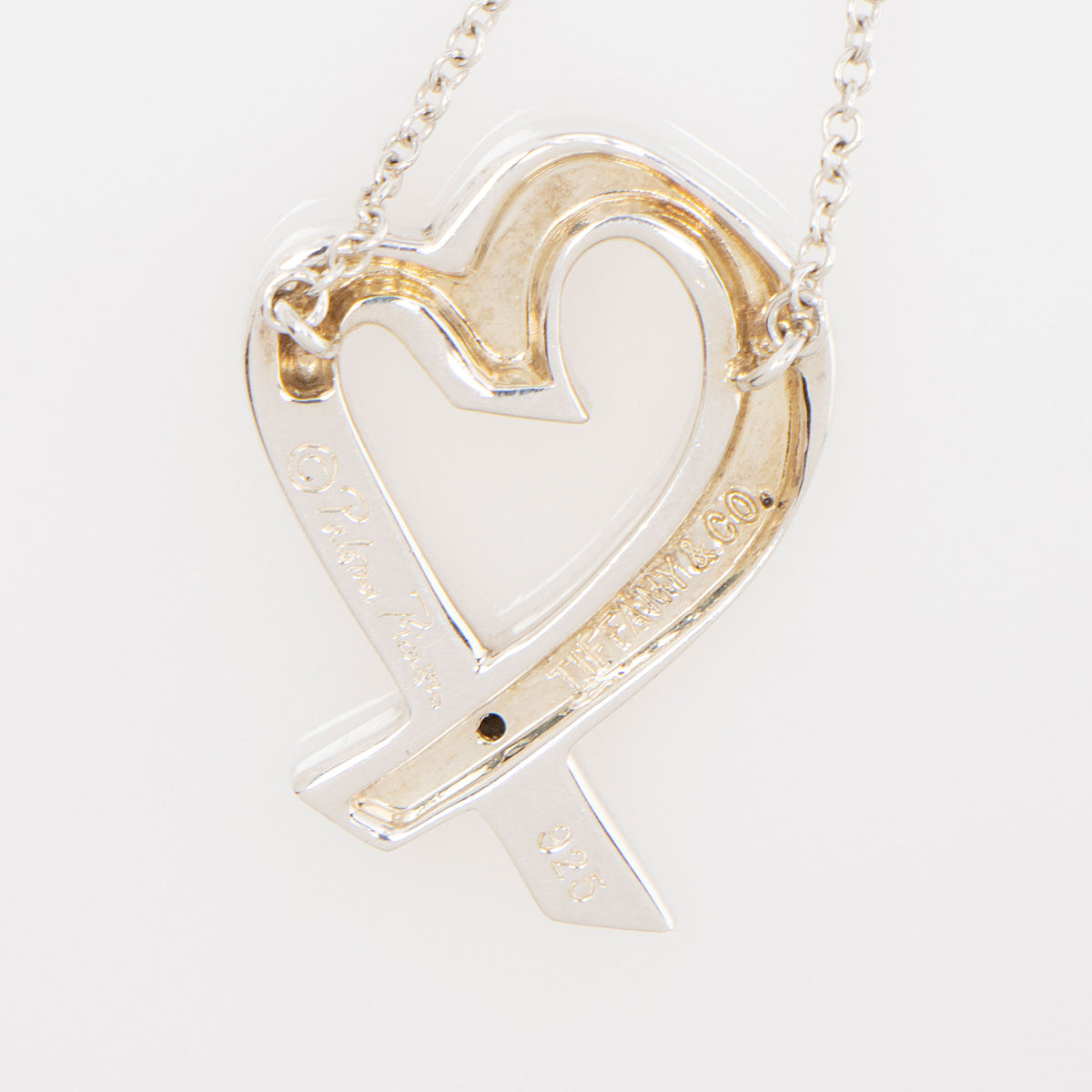 Tiffany & Co. Paloma Picasso Sterling Silver Diamond Loving Heart Necklace