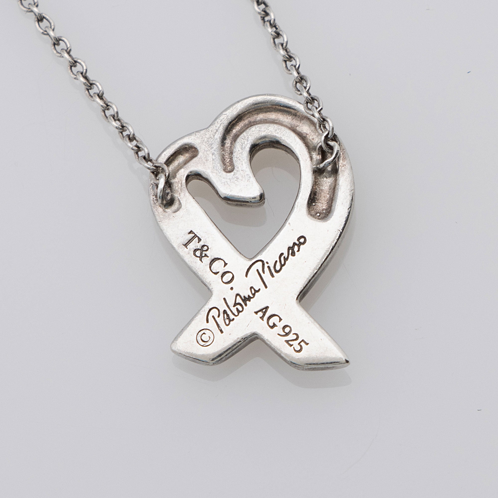 Tiffany & Co. Paloma Picasso Sterling Silver Loving Heart Necklace (SHF-xZZeFN)