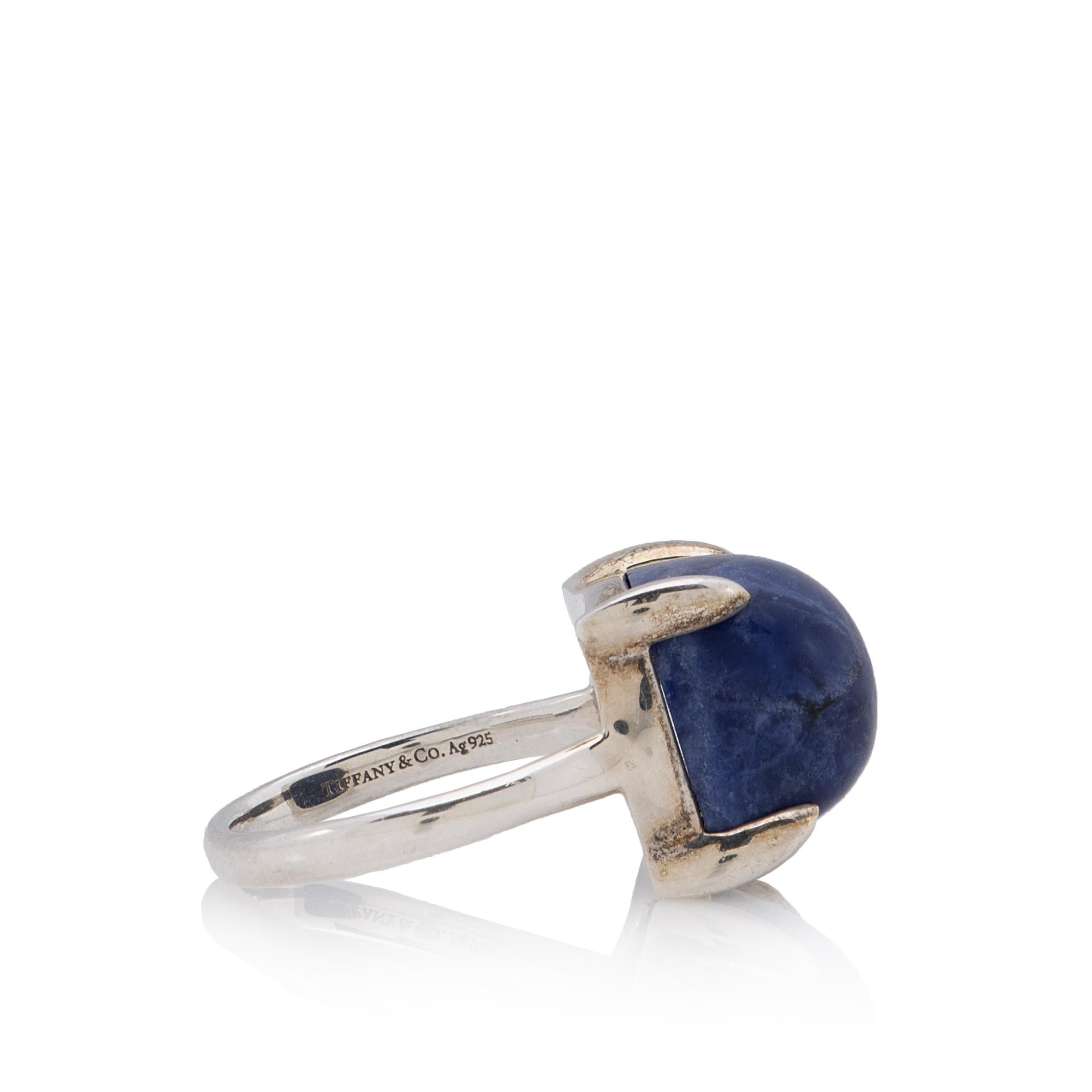 Tiffany & Co. Paloma Picasso Sterling Silver Sodalite Sugar Stacks Ring - Size 5 1/2 (SHF-fsU2jT)