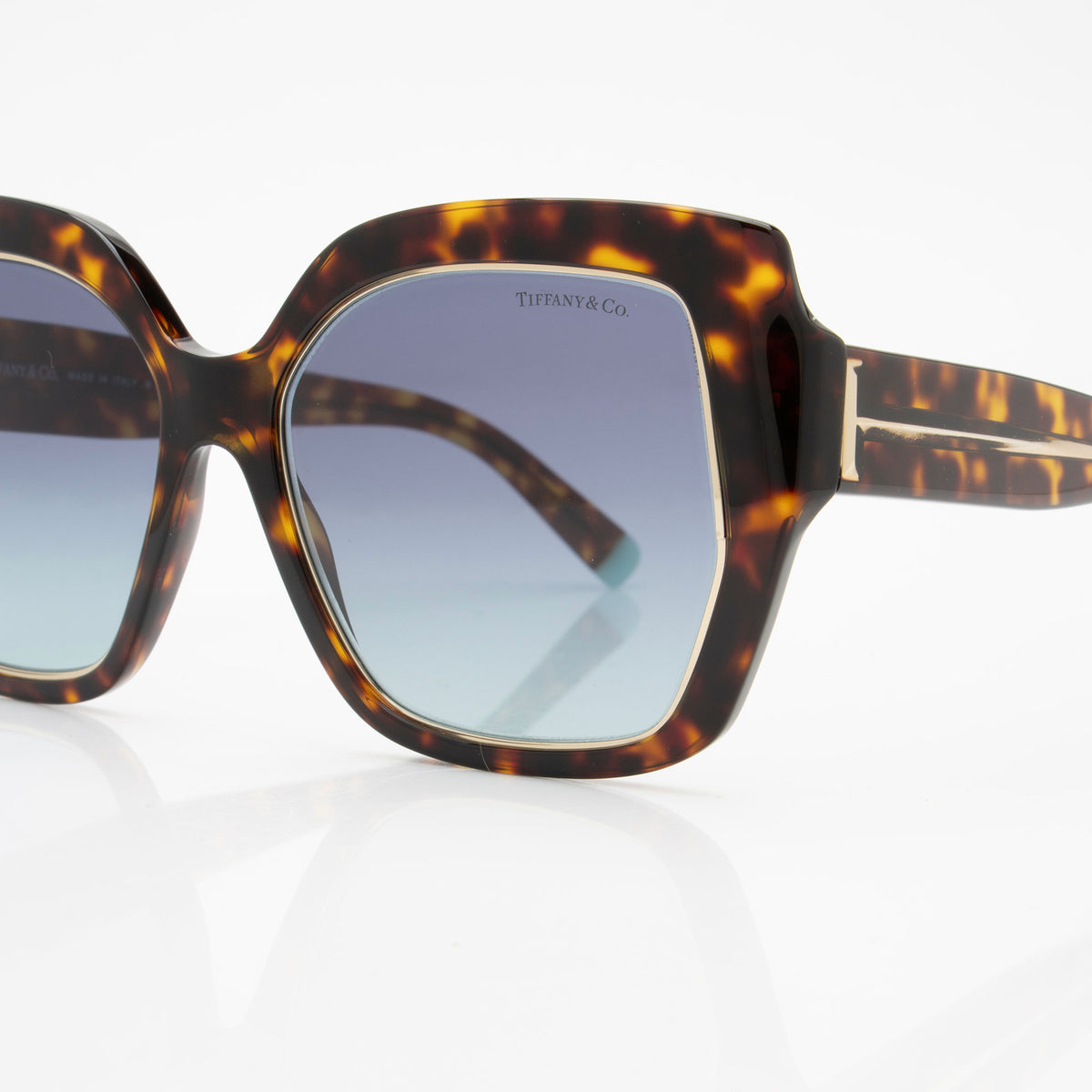 AUTHENTIC TIFFANY&CO SQUARE TYPE SUNGLASSES Authentic Tiffany & Co Brown Tortoise Shell Atlas Crystal  main image 2