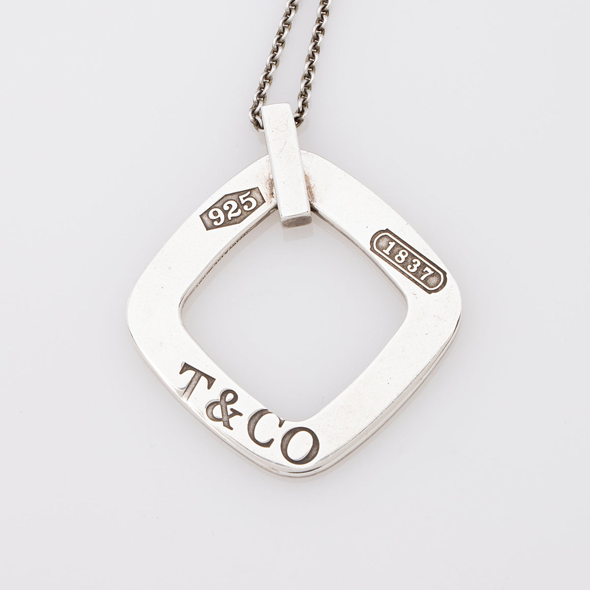 Tiffany & Co. Sterling Silver 1837 Open Square Pendant Necklace (SHF-3