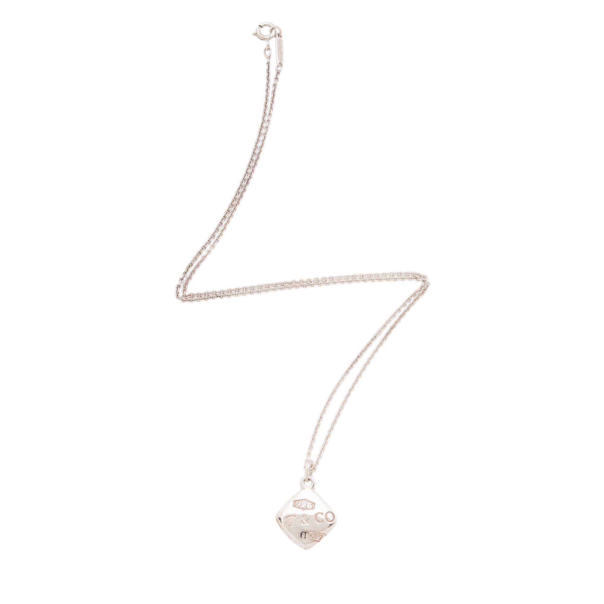 Tiffany & Co. Sterling Silver 1837 Square Pendant Necklace (SHF-saNIdK)