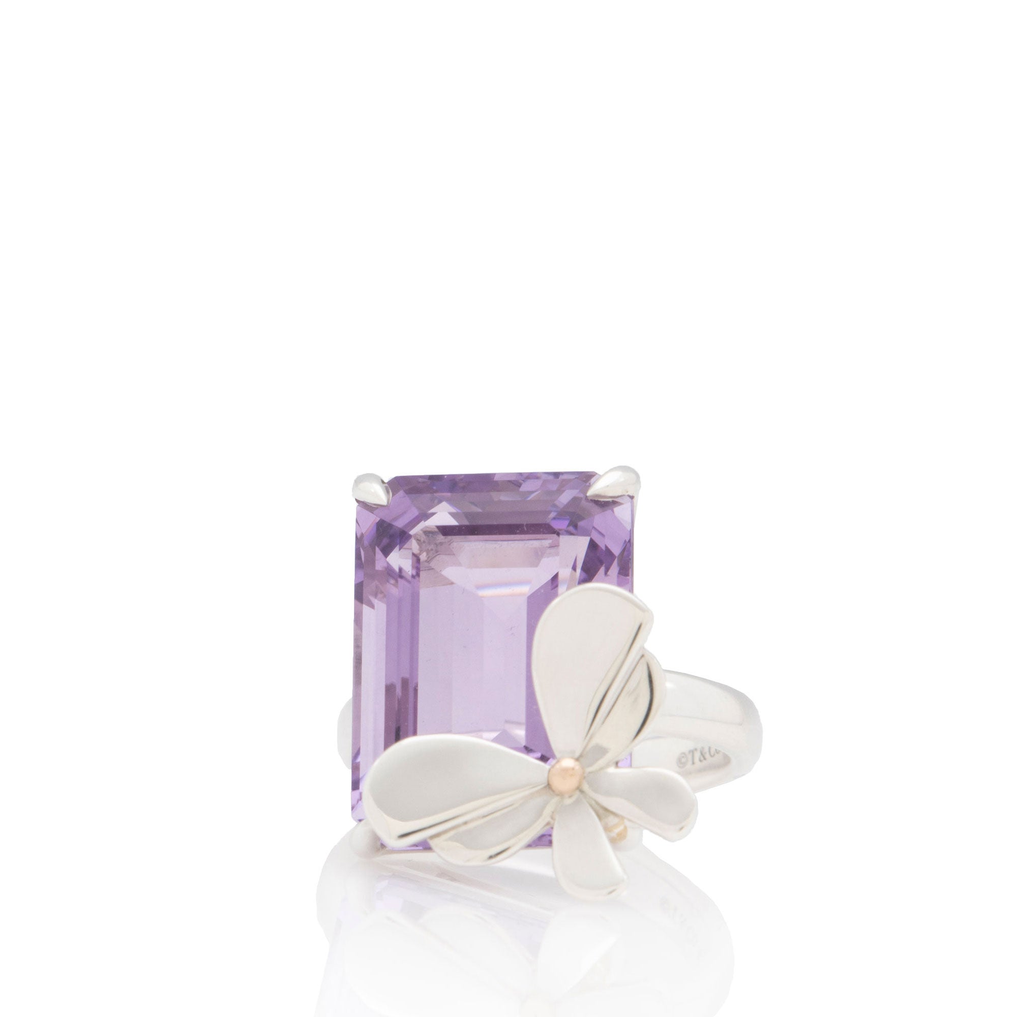 Tiffany & Co. Sterling Silver 18k Gold Amethyst Love Bugs Cocktail Ring - Size 6 (SHF-xLswDN)