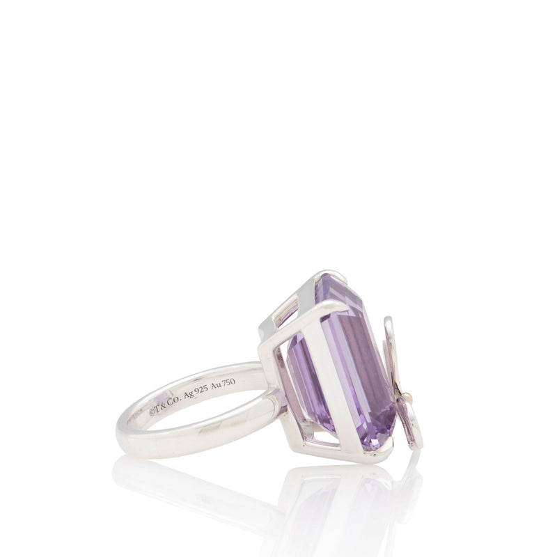 Tiffany & Co. Sterling Silver 18k Gold Amethyst Love Bugs Cocktail Ring - Size 6 (SHF-xLswDN)