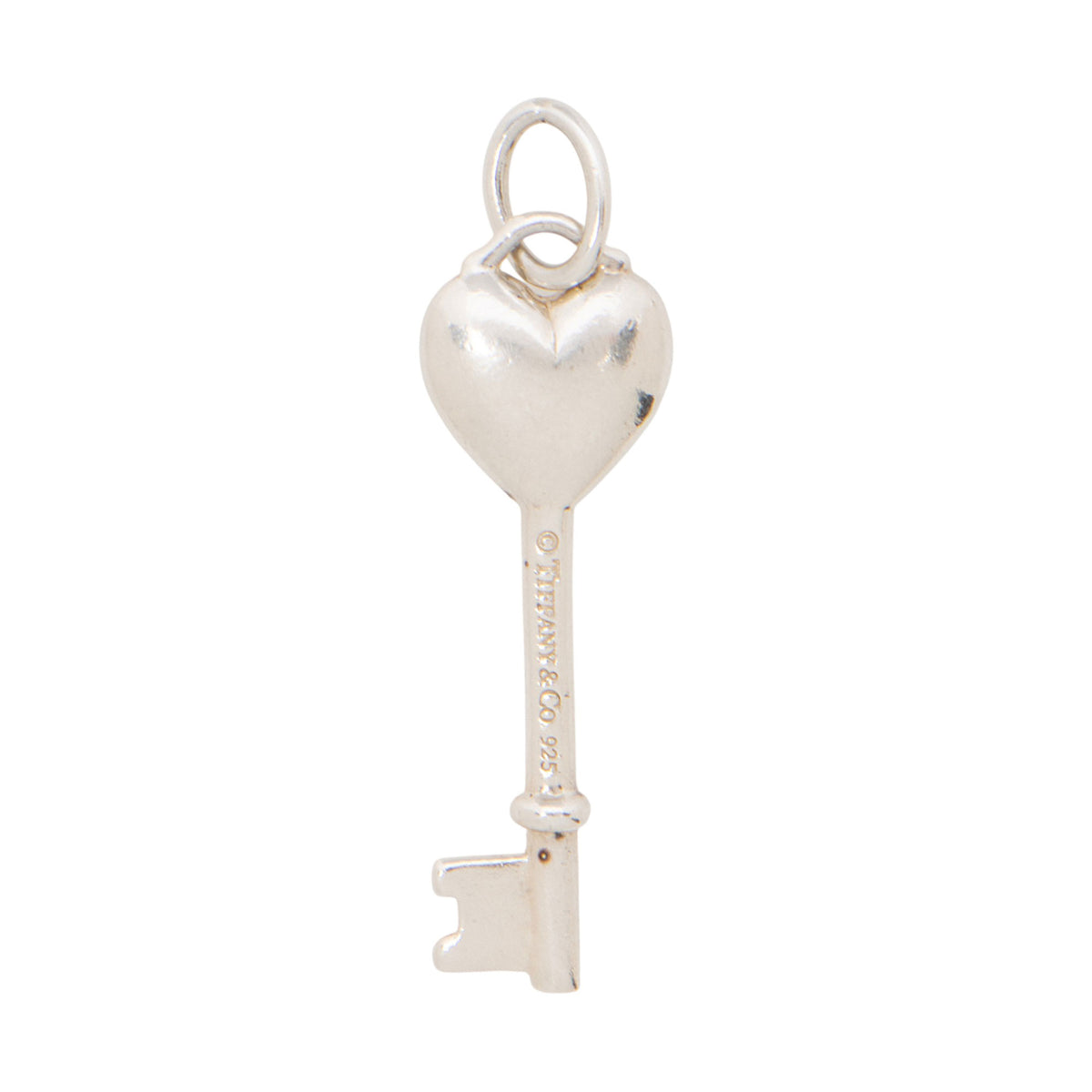 Tiffany & Co. Sterling Silver Diamond Heart Key Pendant