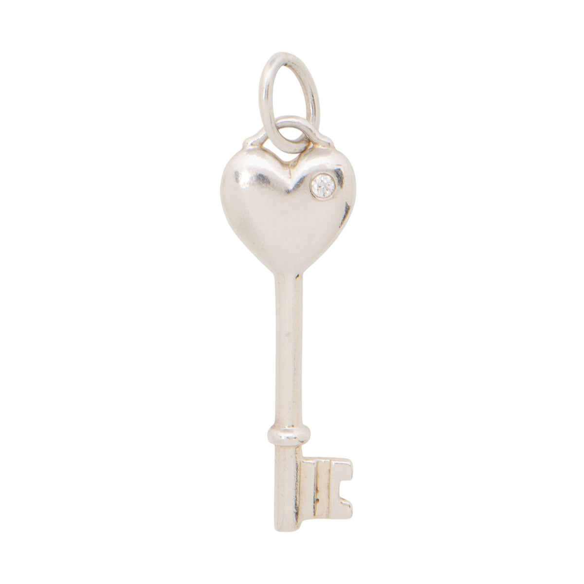 Tiffany & Co. Sterling Silver Diamond Heart Key Pendant