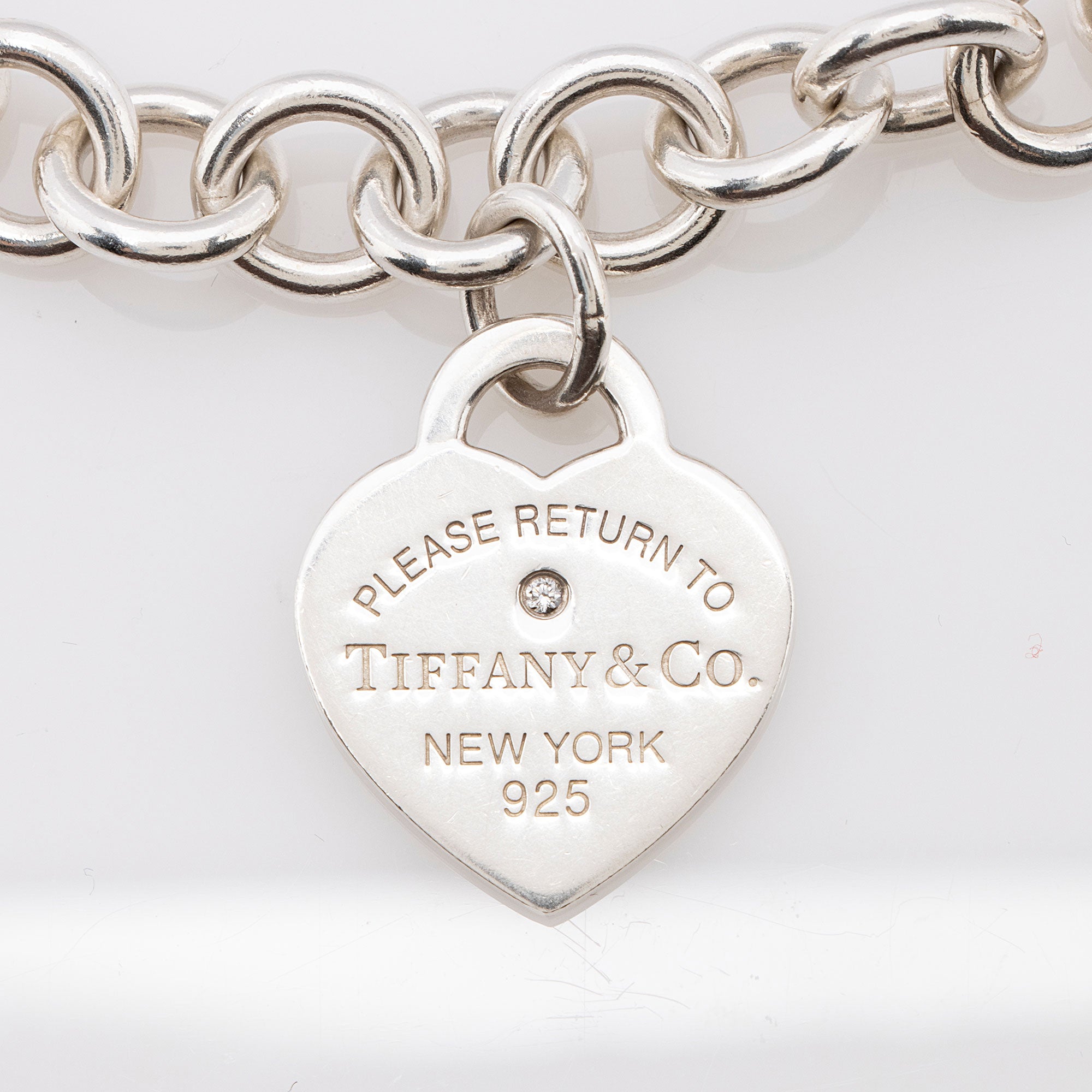 Tiffany Sterling Silver Diamond Return to Tiffany Heart Tag Necklace  (SHF-9Bggsl)