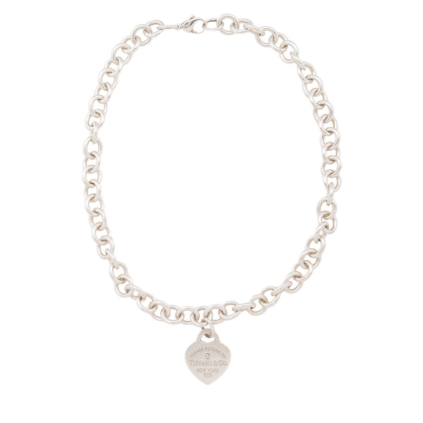 Tiffany & Co. Sterling Silver Diamond Return to Tiffany Heart Tag Necklace (SHF-9Bggsl)