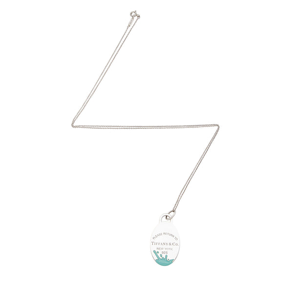 Tiffany & Co. Sterling Silver Enamel Color Splash Oval Pendant Necklace (SHF-3UZzRf)