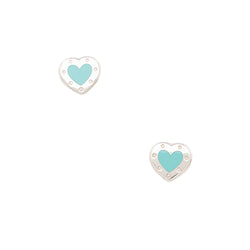 Tiffany & Co. Sterling Silver Enamel Return to Tiffany Love Heart Stud Earrings (SHF-5xFz3Z)