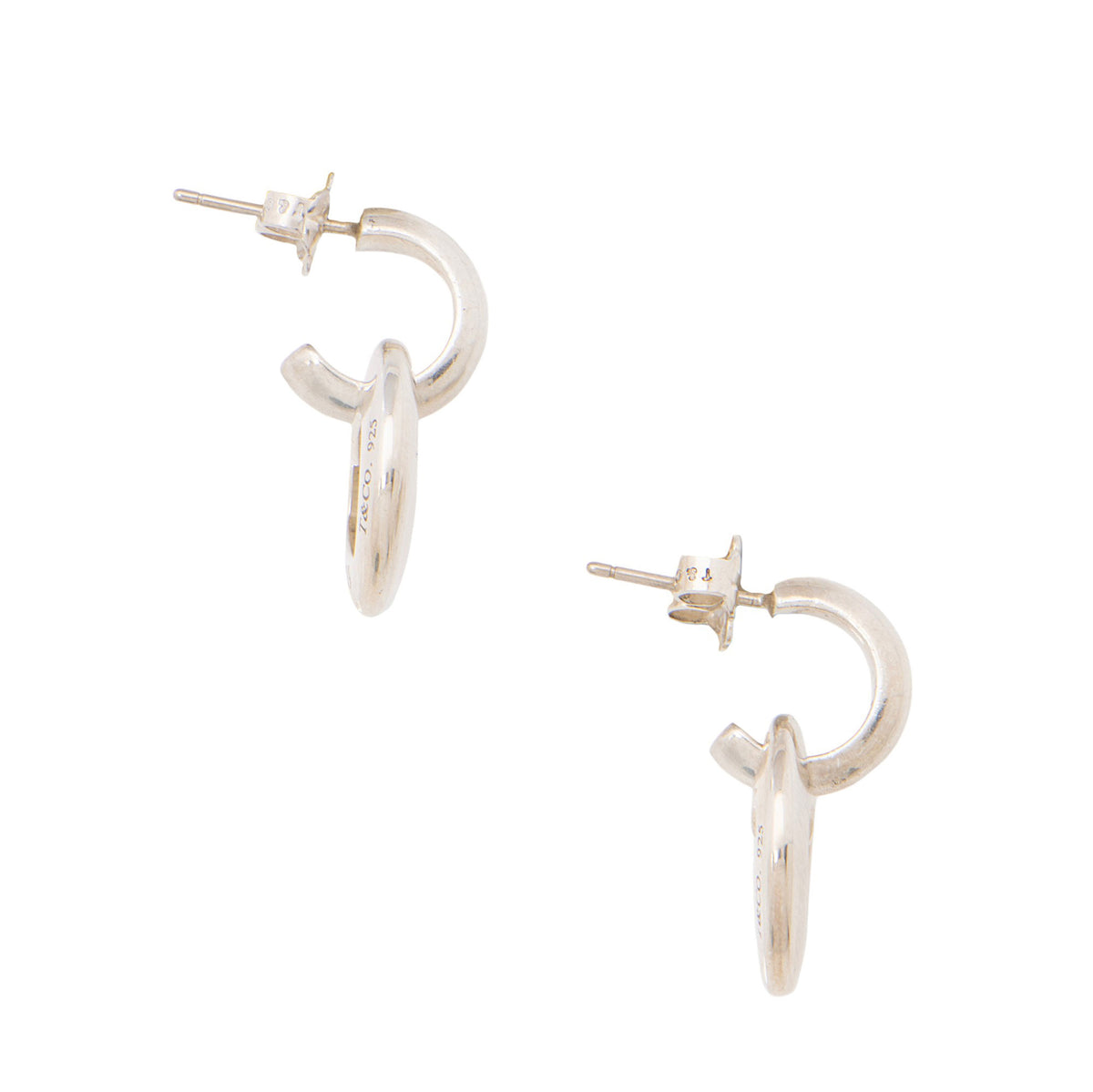 Tiffany & Co Sterling Silver Heart Cut Out Drop Earrings