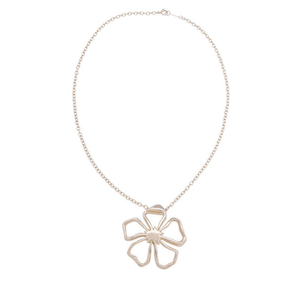 Tiffany & Co. Sterling Silver Open Flower Pendant Necklace (SHF-m5Zb4j)