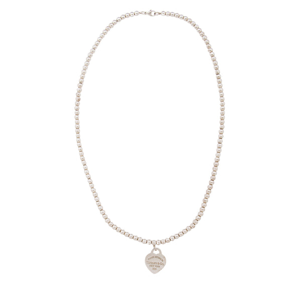 Tiffany & Co. Sterling Silver Return to Tiffany Small Heart Tag Bead Necklace (SHF-YkspZg)