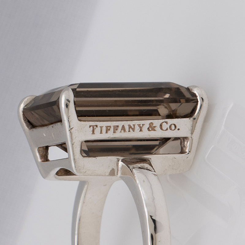 Tiffany Co. Sterling Silver Smoky Quartz Sparklers Cocktail Ring S LuxeDH