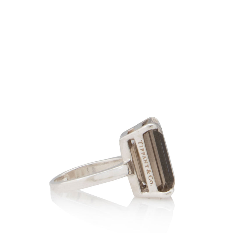 Tiffany & Co. Sterling Silver Smoky Quartz Sparklers Cocktail Ring - Size 6 (SHF-Uz3tky)