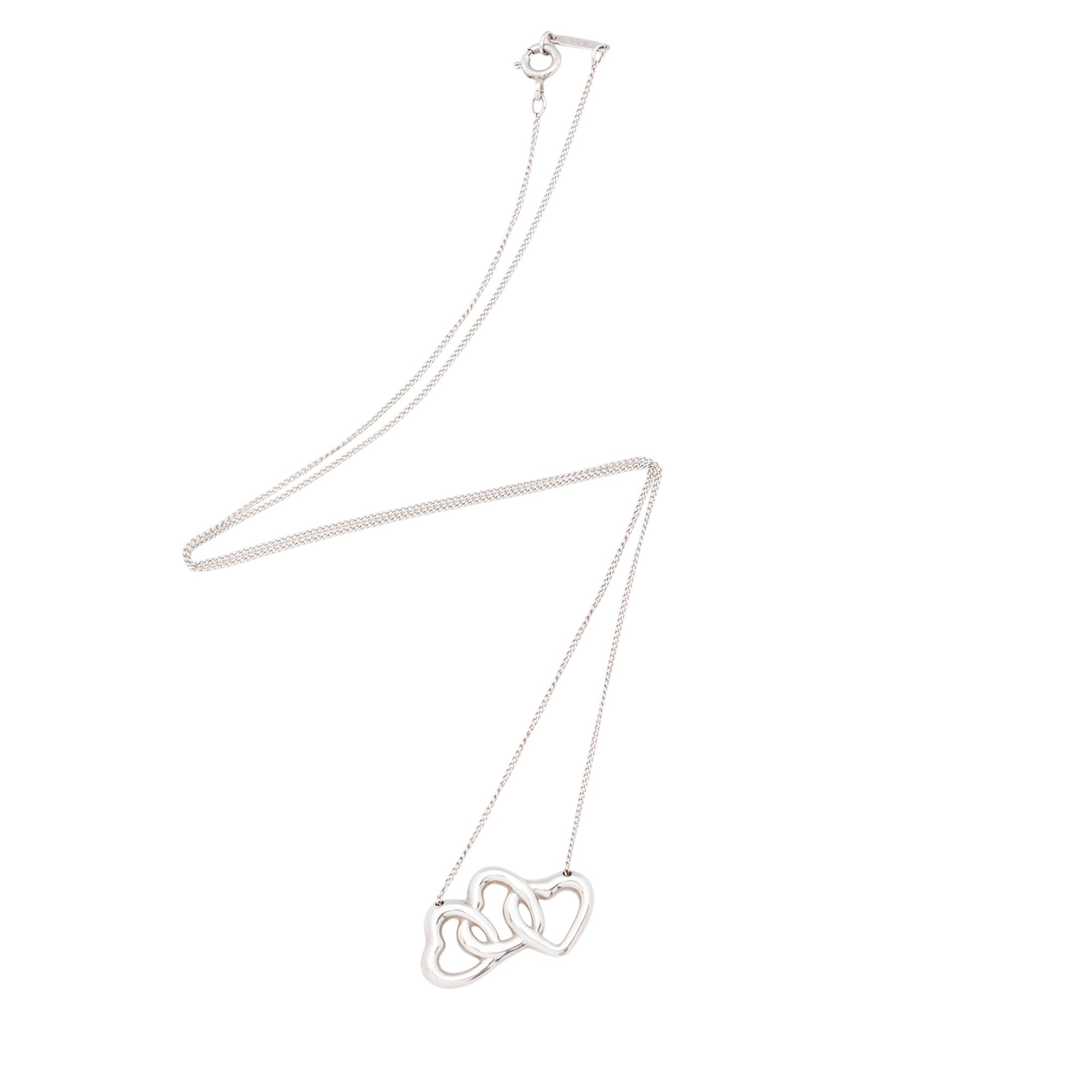Tiffany & Co. Sterling Silver Triple Open Heart Necklace