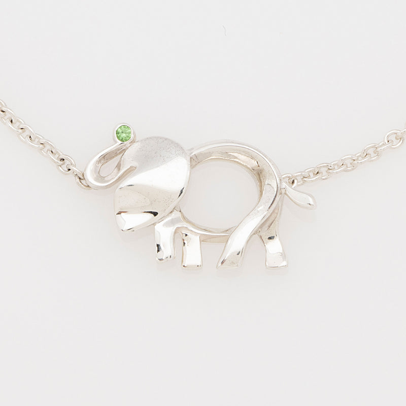 Tiffany & Co Sterling Silver Tsavorite Garnet Save The Wild Elephant Bracelet (SHF-ejPIHD)