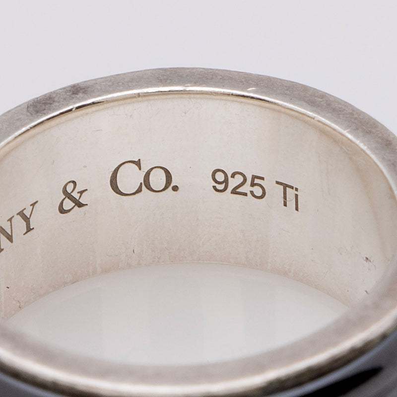 Tiffany & Co. Titanium Sterling Silver 1837 Ring - Size 5 1/2 (SHF-KVDYfj)