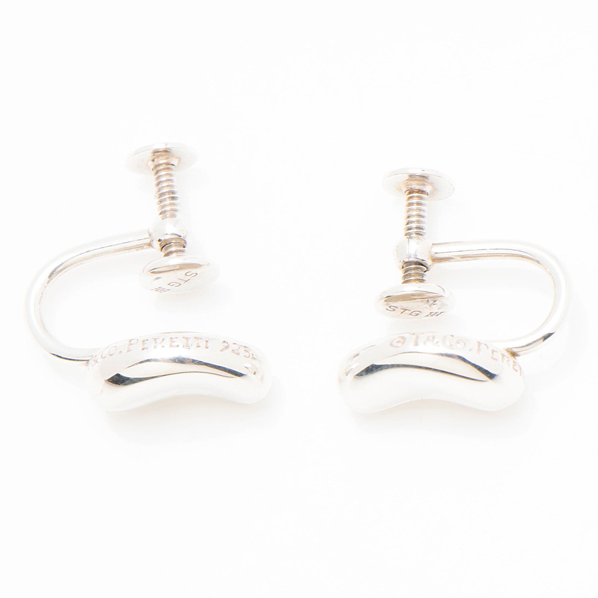 Tiffany & Co. Elsa Peretti Vintage Sterling Silver Bean Clip On Earrings