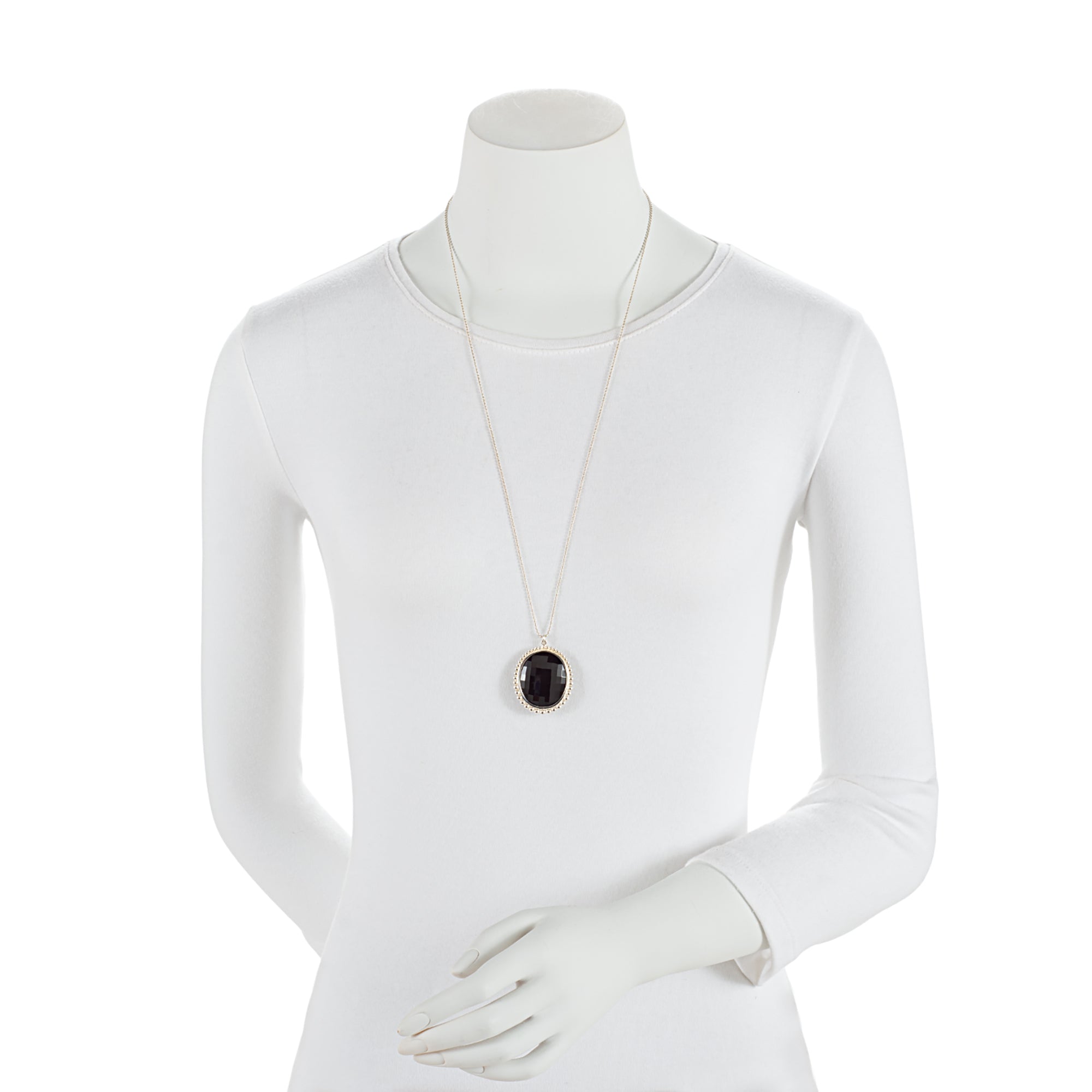 Tiffany & Co. Ziegfeld Sterling Silver Onyx Oval Pendant Necklace (SHF-pLRCdv)