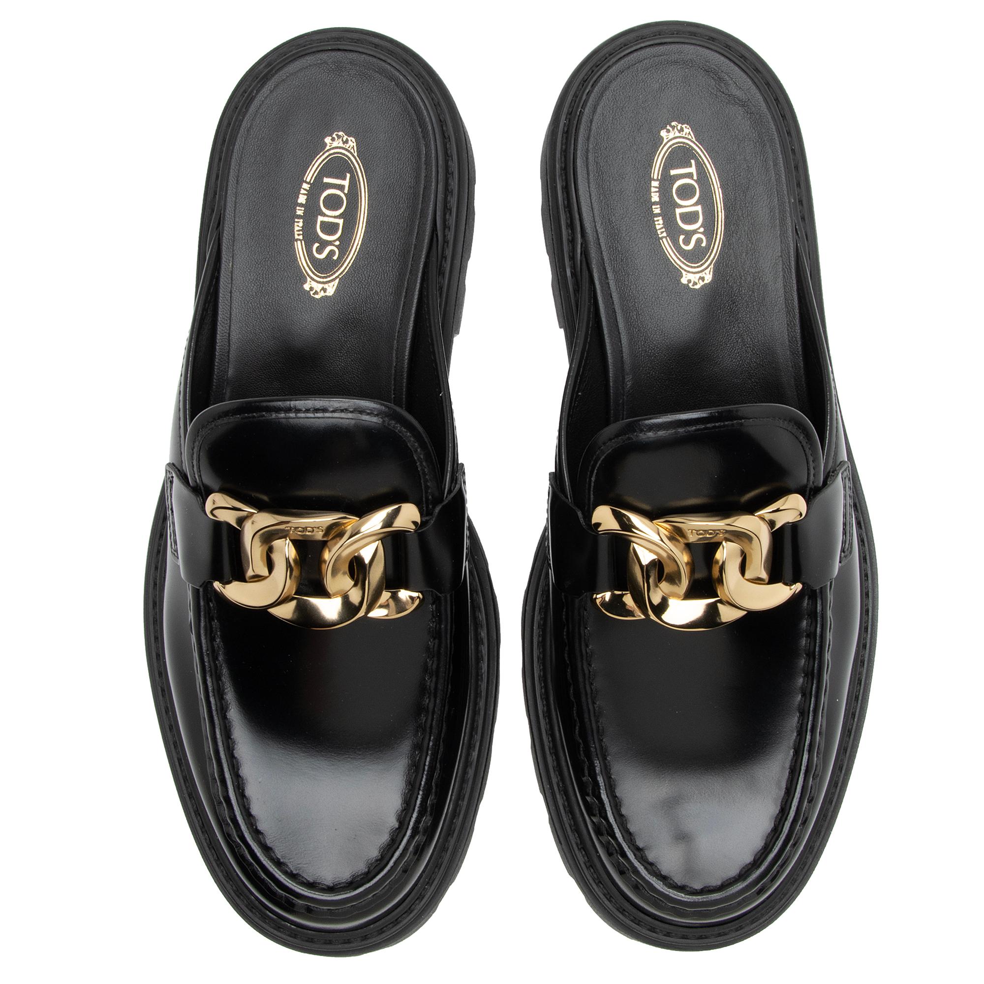 Tod's Patent Leather Chain Gomma Pesante Mules - Size 9.5 / 39.5 - FINAL SALE (SHF-pTEqYT)