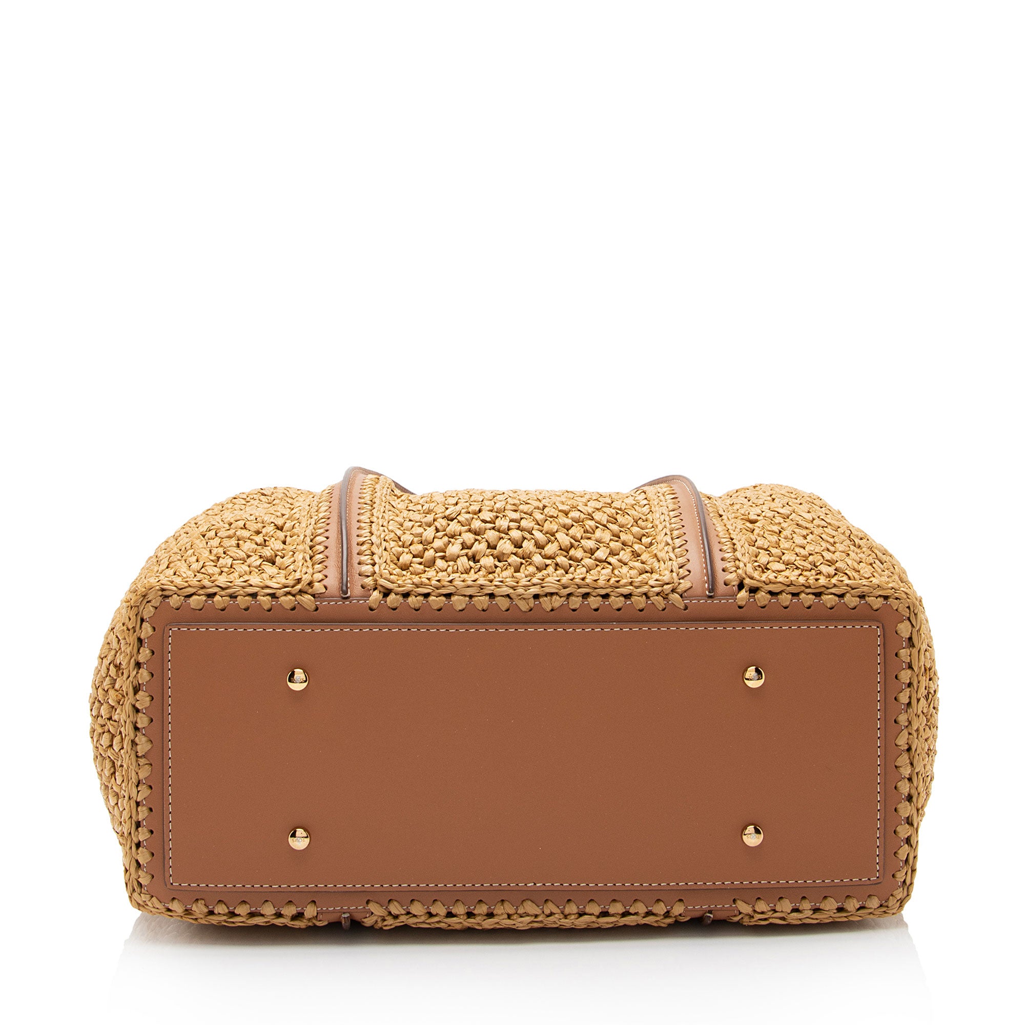 Tod's Raffia Leather Timeless T Medium Shopping Tote (SHF-z1wQMm)