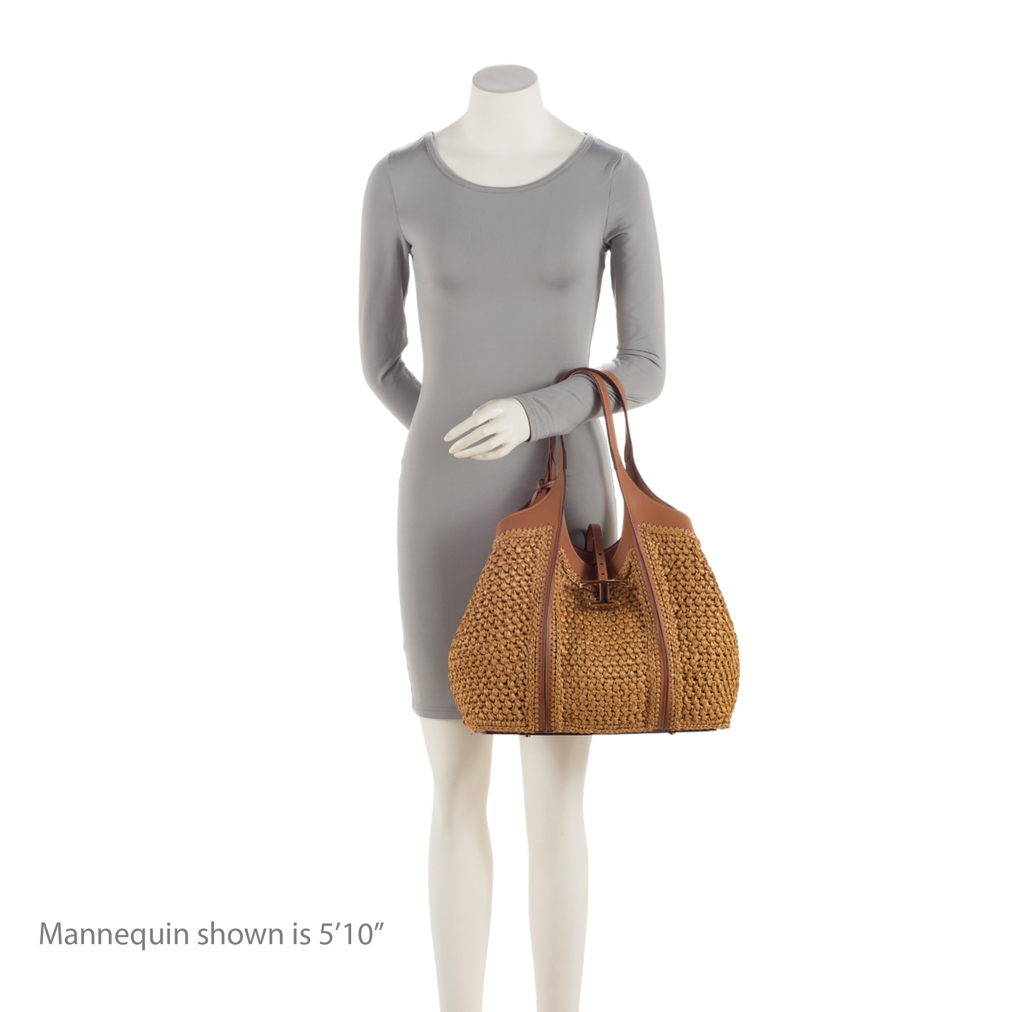 Tod's Raffia Leather Timeless T Medium Shopping Tote (SHF-z1wQMm)