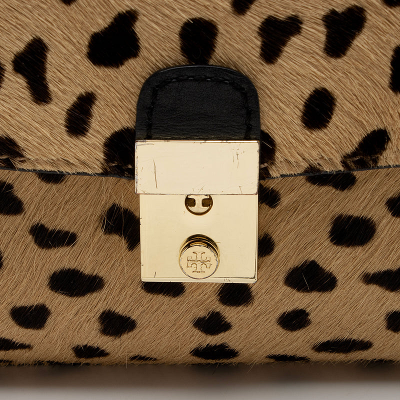 Tory Burch Calf Hair Leopard Print Priscilla Frame Small Satchel (SHF-AX6E1W)