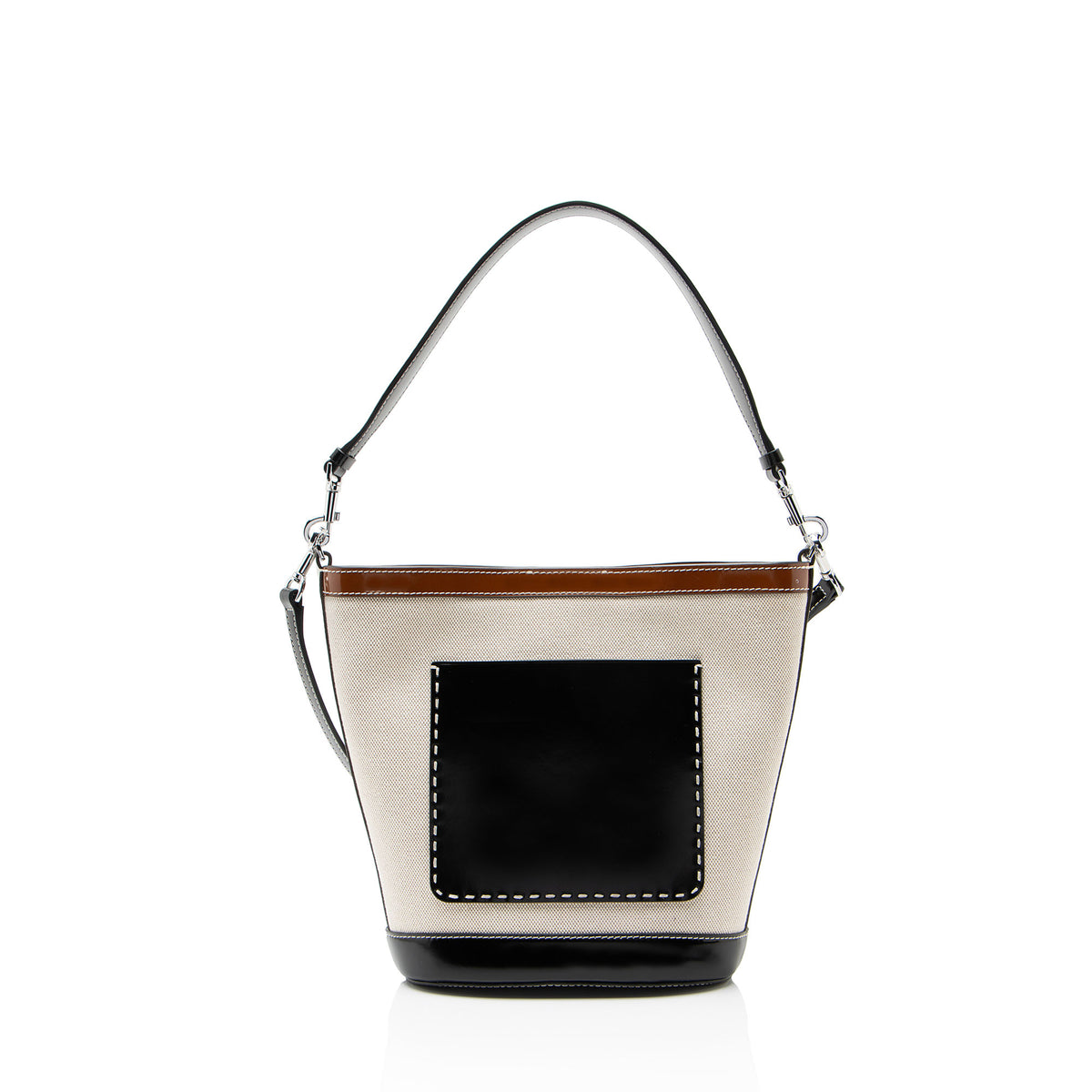 Tory Burch Canvas Leather McGraw Bucket Bag