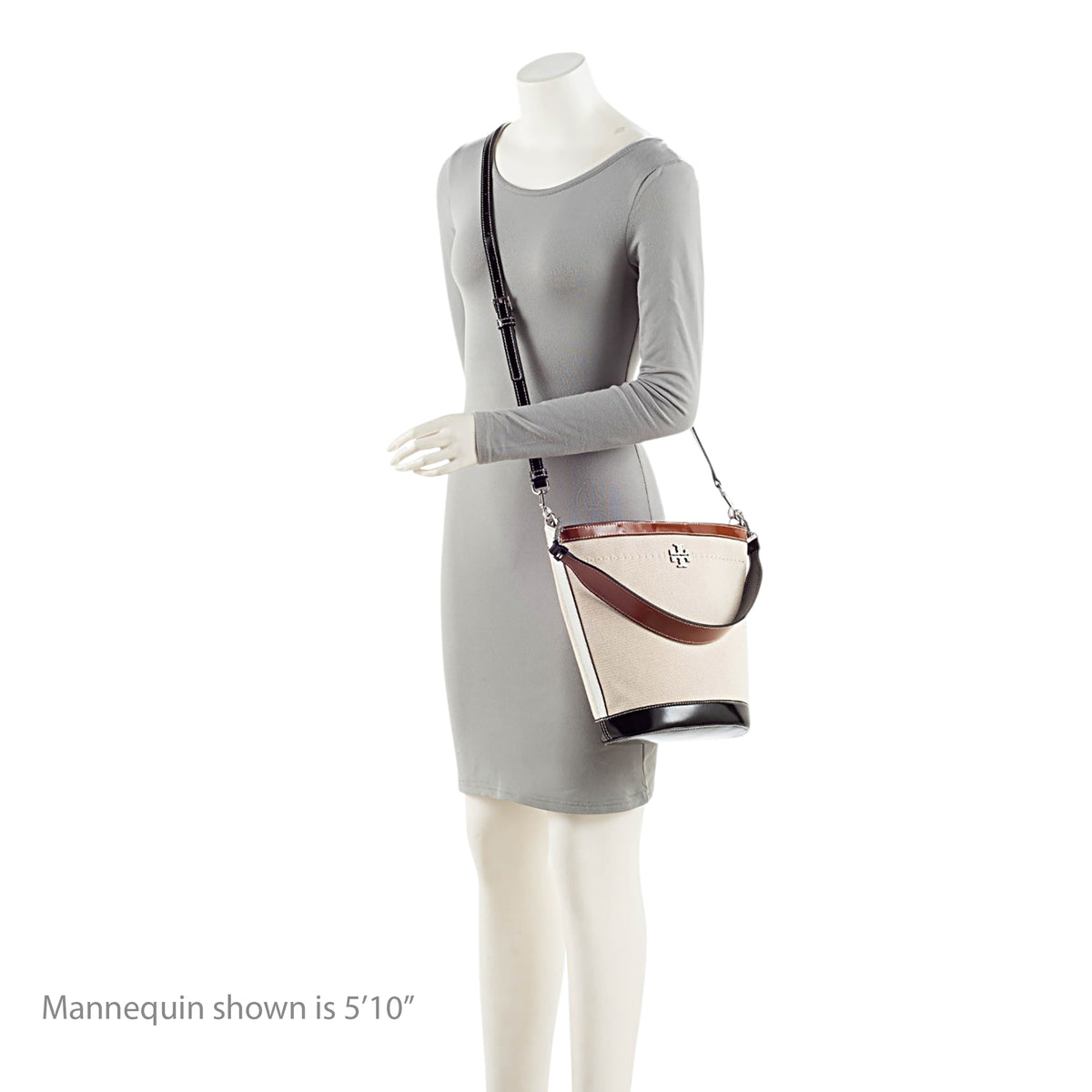 Tory Burch Canvas Leather McGraw Bucket Bag