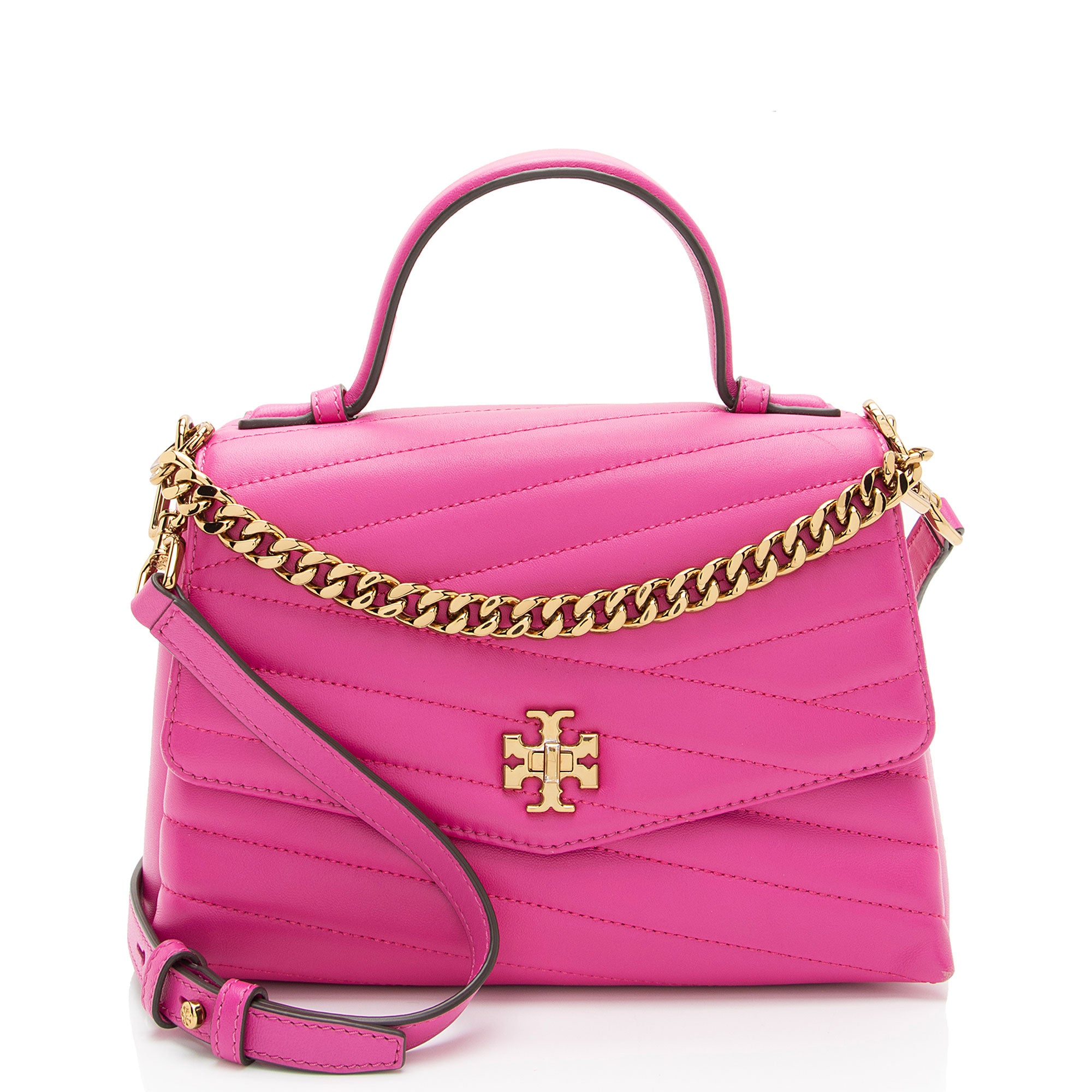 Tory Burch Chevron Leather Kira Top Handle (SHF-vgAYsA)