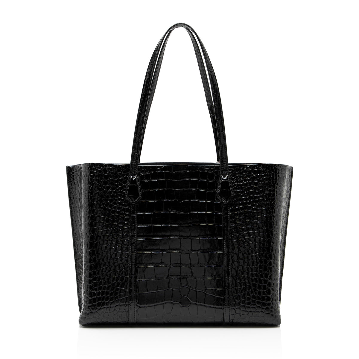 Tory Burch Croc Embossed Leather Perry Triple Compartment Tote
