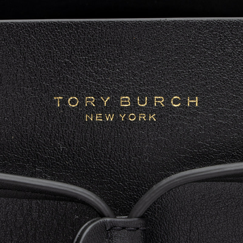 Tory Burch Leather Block T Bucket Bag (SHF-gbPbIb)