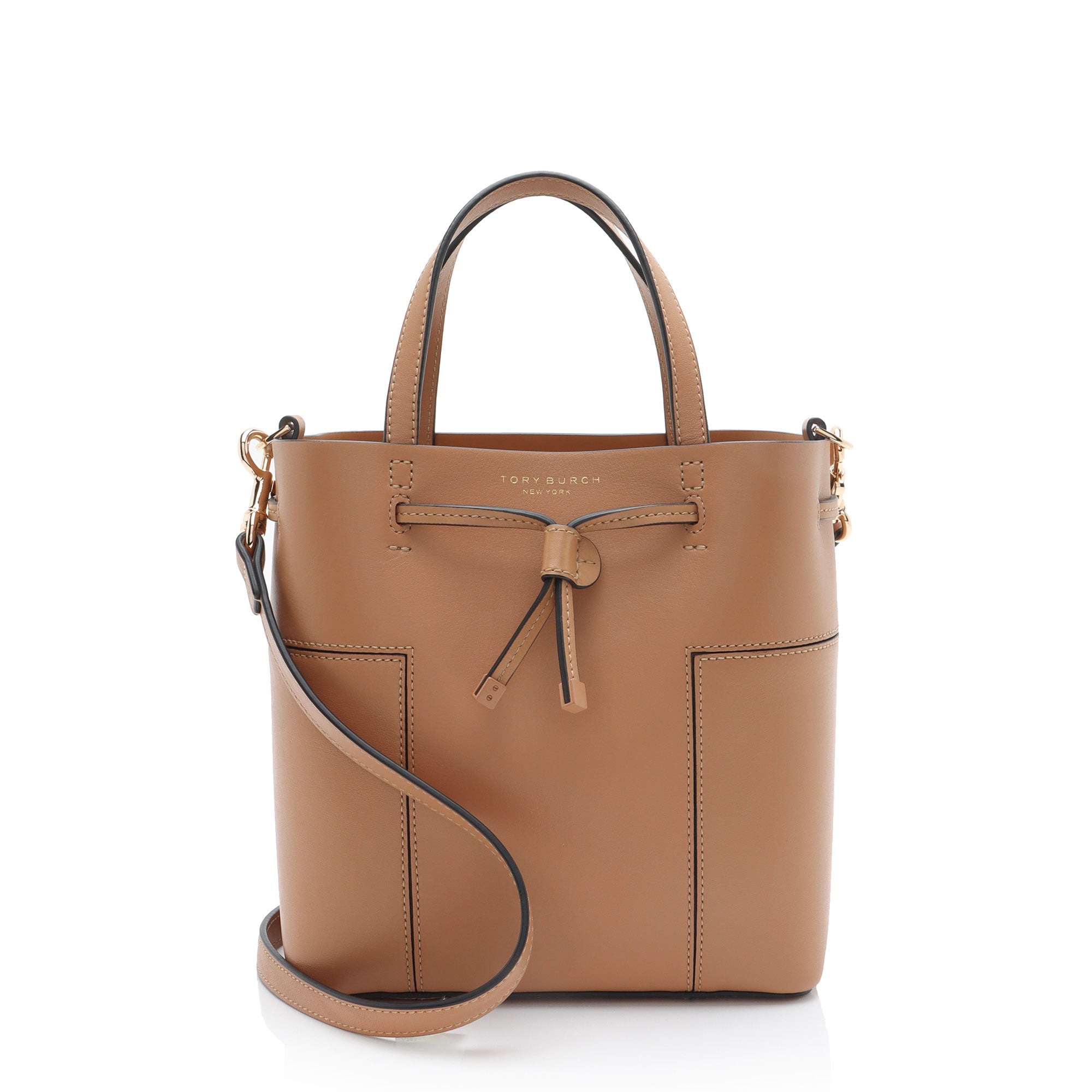 Tory Burch Leather Block T Small Bucket Bag