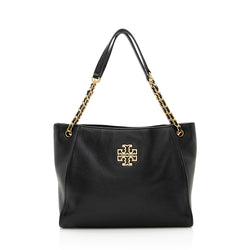 Tory Burch Leather Britten Small Slouchy Tote (SHF-21937)