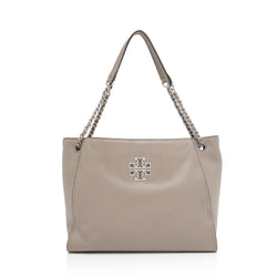 Tory Burch Leather Britten Small Slouchy Tote (SHF-Ko39BK)