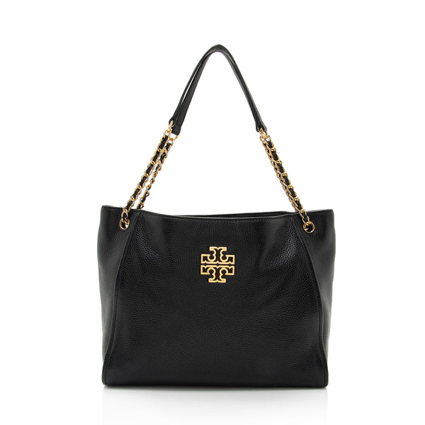 Tory Burch Leather Britten Small Slouchy Tote (SHF-xhHo9e)