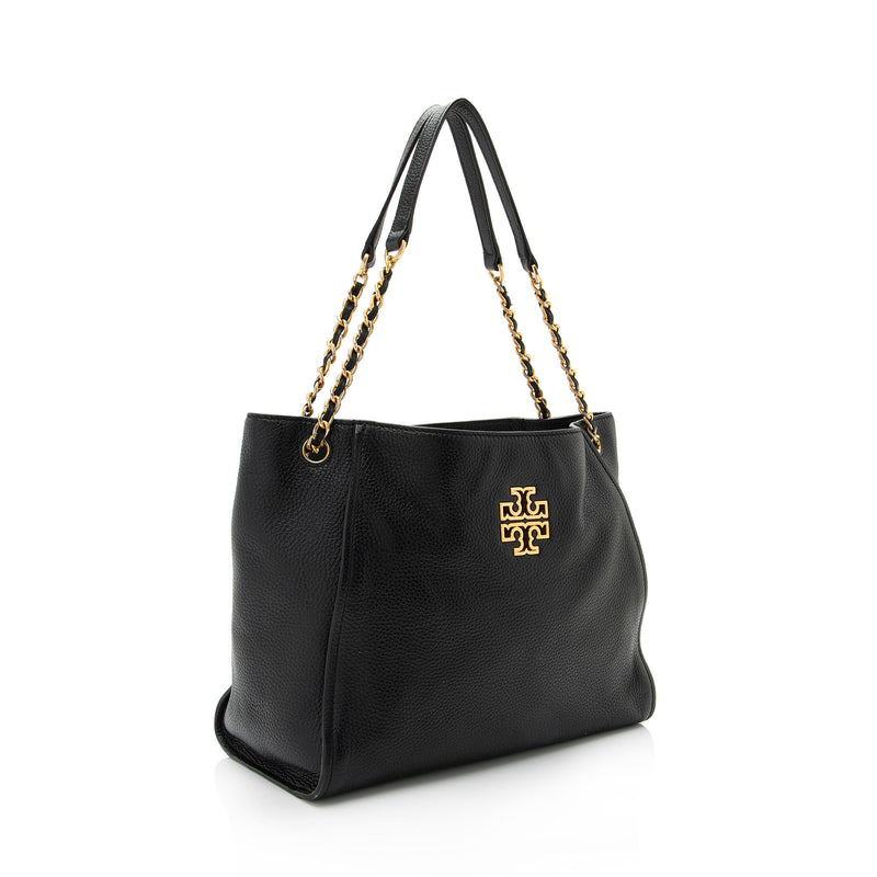 Tory Burch Leather Britten Small Slouchy Tote (SHF-xhHo9e)
