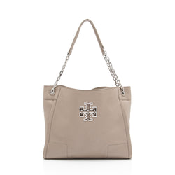 Tory Burch Leather Britten Small Slouchy Tote (SHF-3MLIBU)