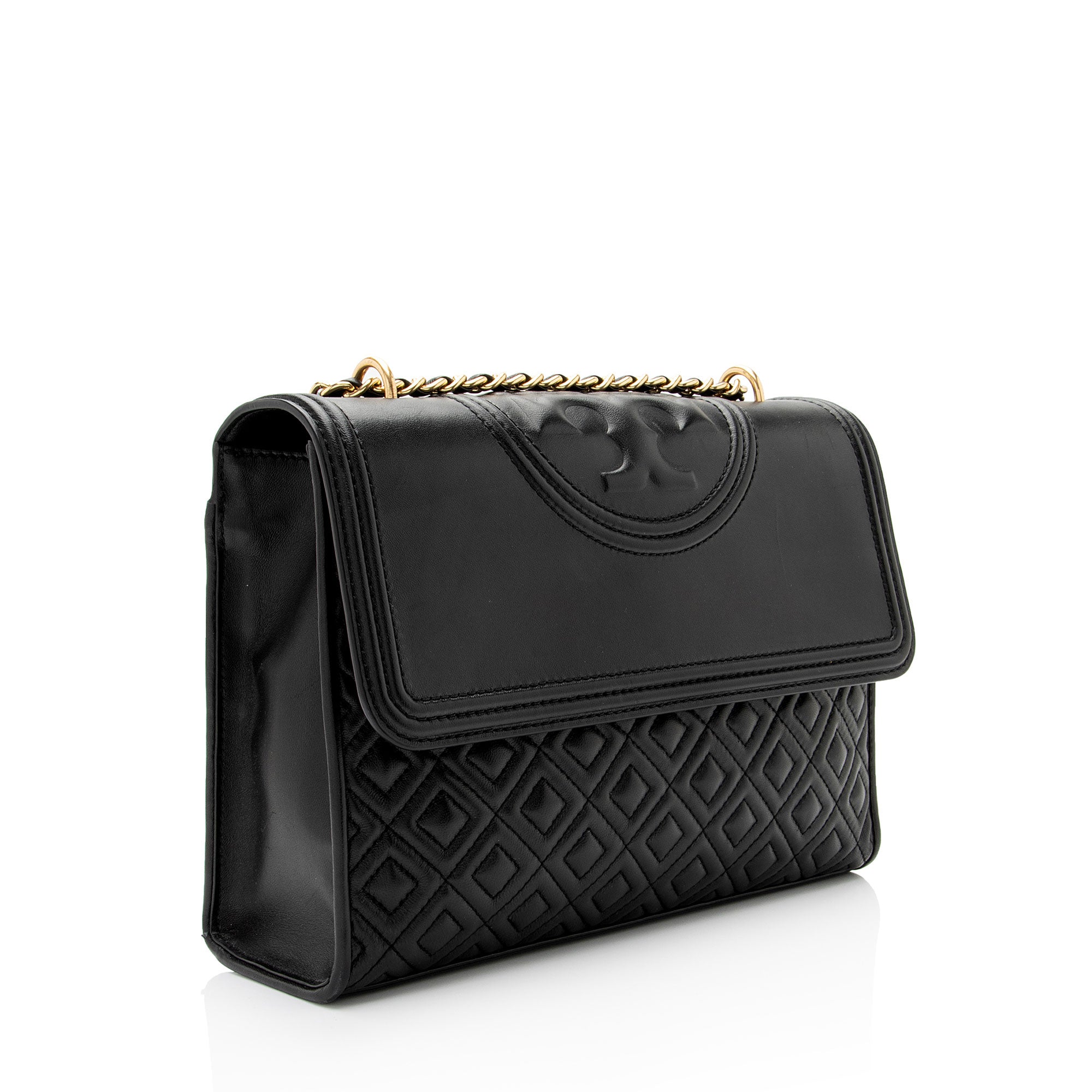 Tory Burch Leather Fleming Convertible Shoulder Bag (SHF-doLek1)