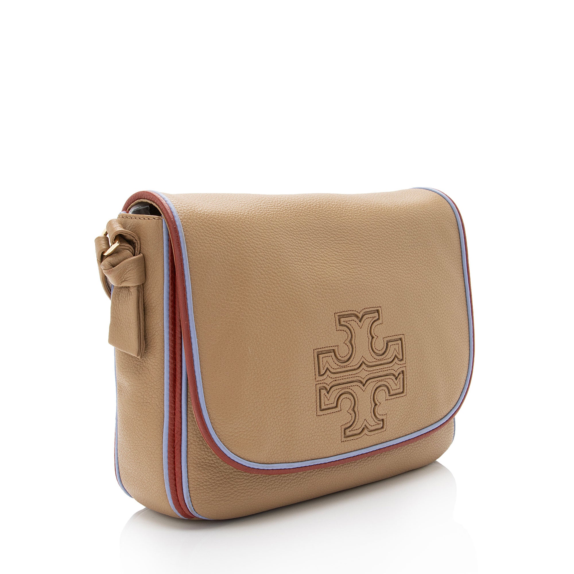 Tory Burch Leather Harper Stripe Messenger (SHF-NhvFOg)